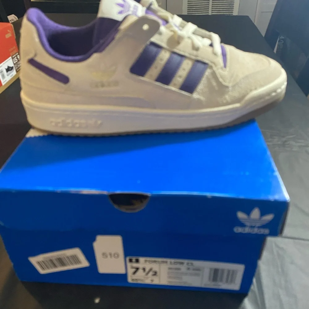 adidas Beige and Purple Low-Top Sneakers - Picture 2 of 2